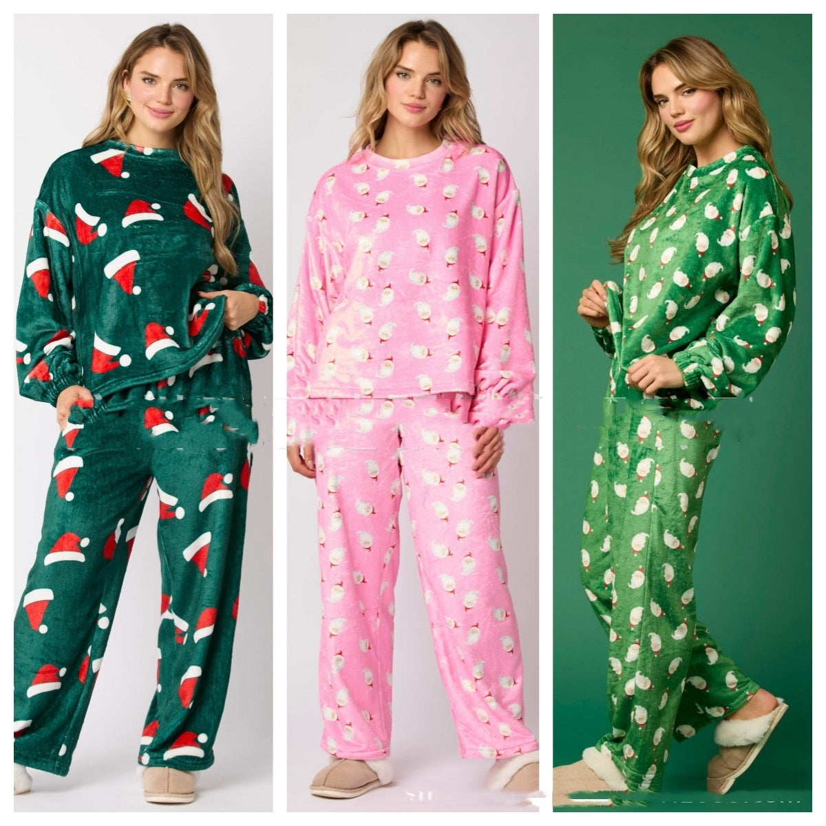 Women's Christmas Pajamas with Hat – Long Sleeve & Trousers Suit for Festive Comfort - ZA-ZOLA