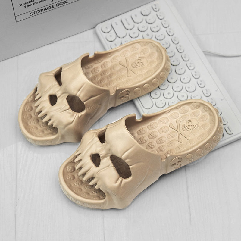 Personalized Skull Design Halloween Slippers Bathroom Indoor Outdoor Funny Slides Beach Shoes - ZA-ZOLA