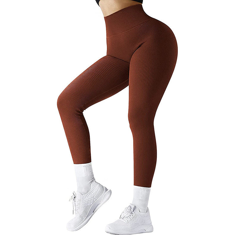 High Waist Seamless Leggings – Women's Slimming Knitted Yoga Pants for Fitness & Running