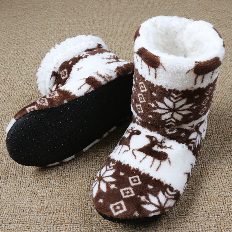 Christmas Elk Indoor Sock Shoes – Warm Plush House Slippers for Winter – Cozy Floor Shoes - ZA-ZOLA